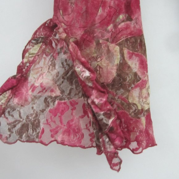 INC Woman Plus 1X Purple Brown Floral Lace Knit Bell Sleeve Scoop Neck Shirt Top - Picture 7 of 10